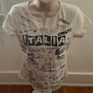 Walt Disney World Disney Park Italia Amore white graphic cotton T-shirt, size M